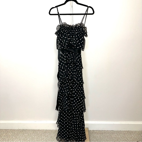 Dresses & Skirts - 1970s  Black and White Polka Dot multi tiered cocktail dress